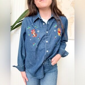 vintage 90s Disney Winnie the Pooh denim top